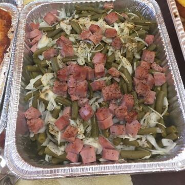 Green Beans with bacon or ham, onions and butter
